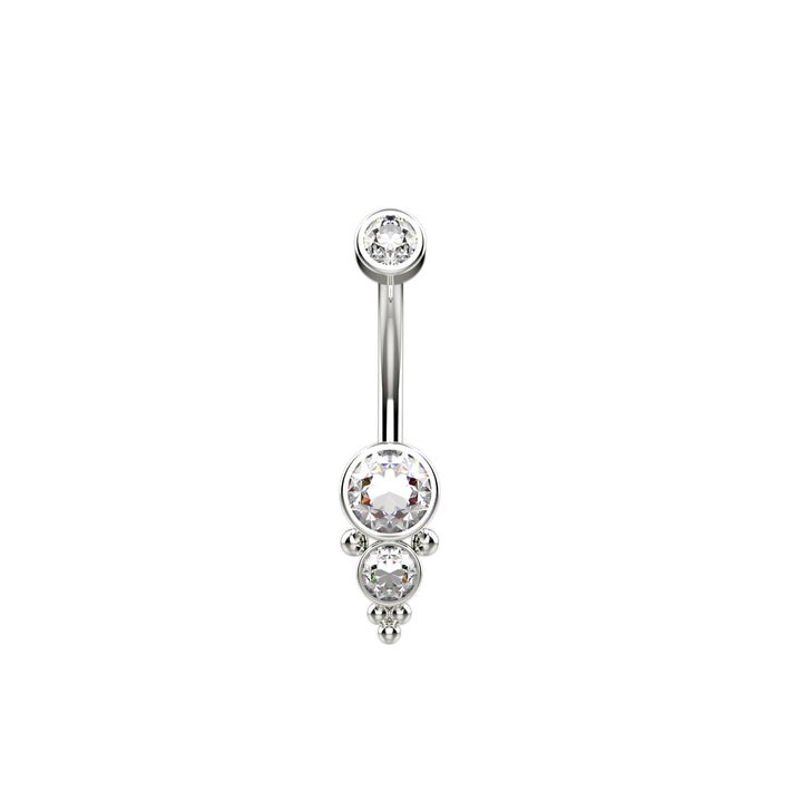 14G  Clear Gems Belly Button Ring