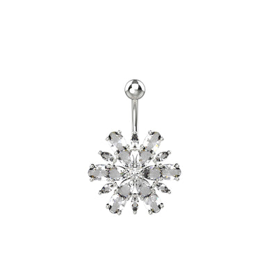 Flower Shaped Silver Belly Button Ring