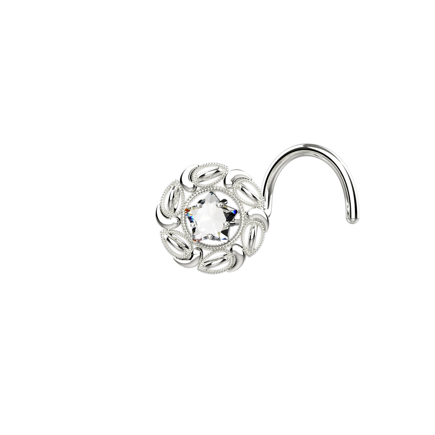 twisted l shape silver nose studs