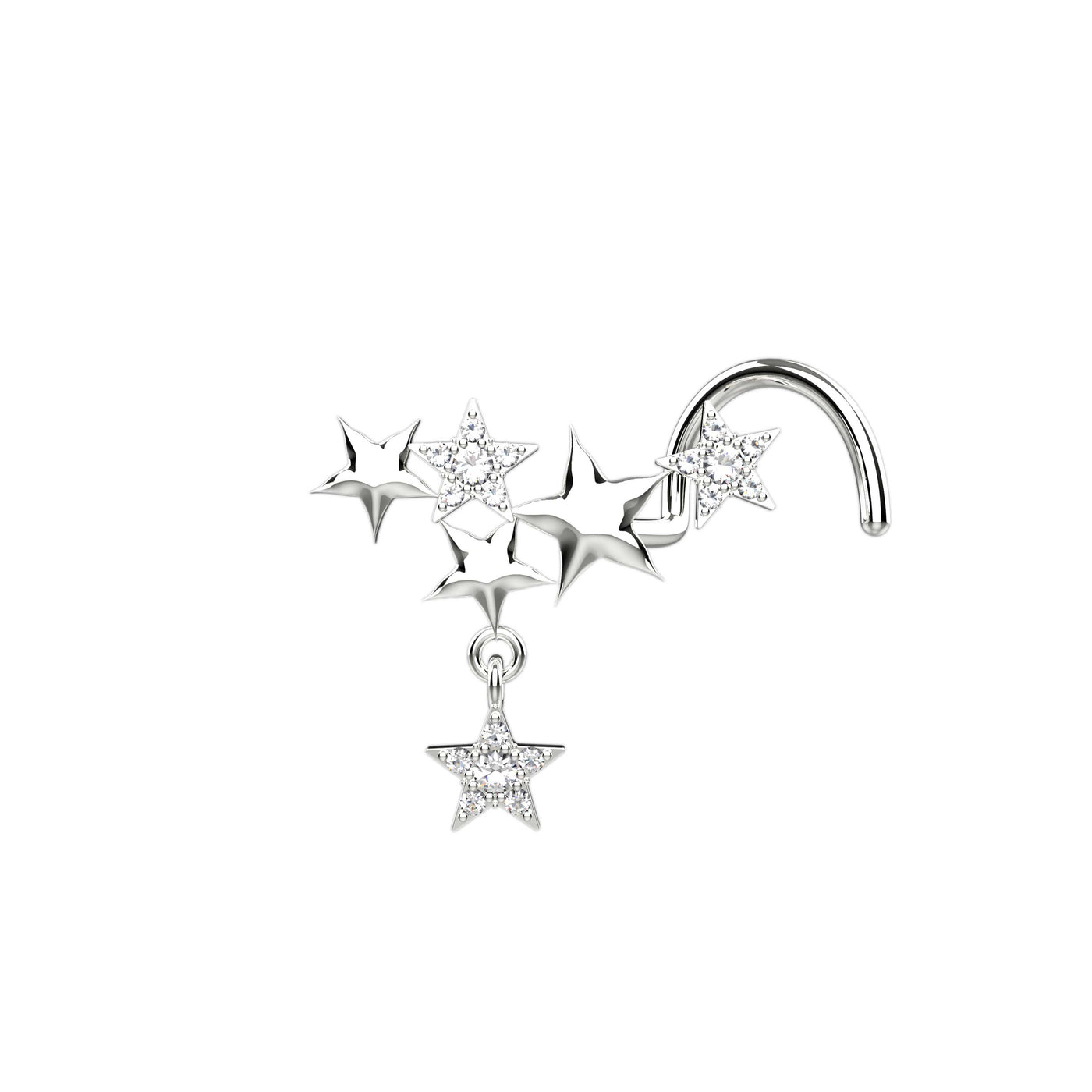 Star dangling silver nose ring