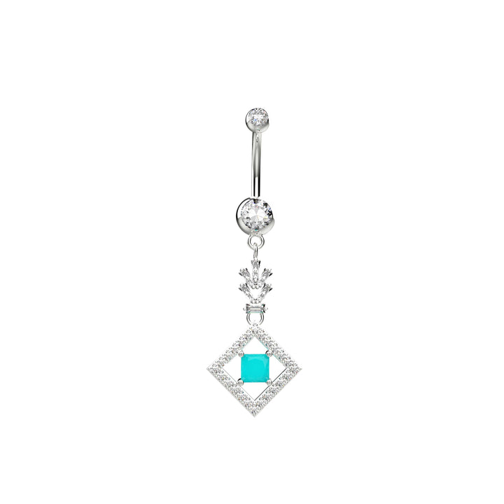 14G Blue Topaz Gems Belly Button Ring