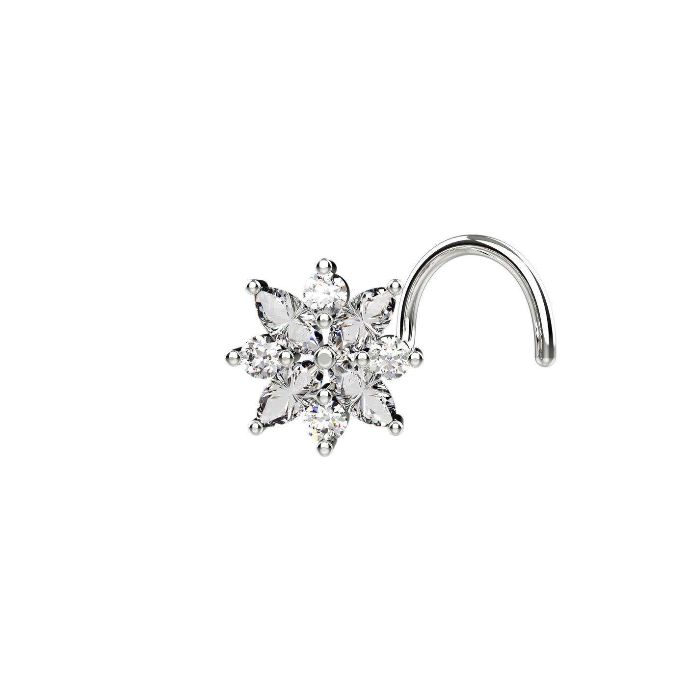 Dainty floral silver nose stud