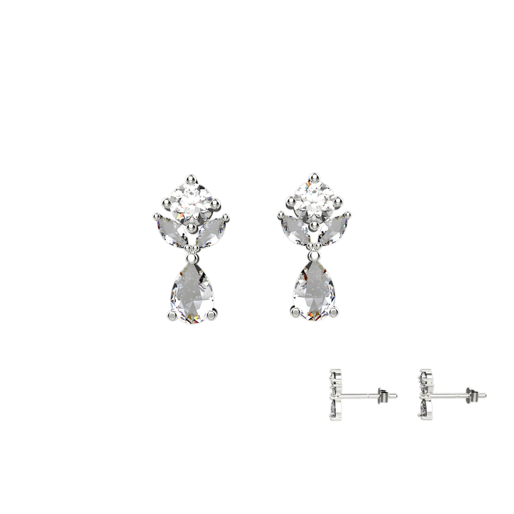 Teardrop earrings with crystals – dainty stud dangles
