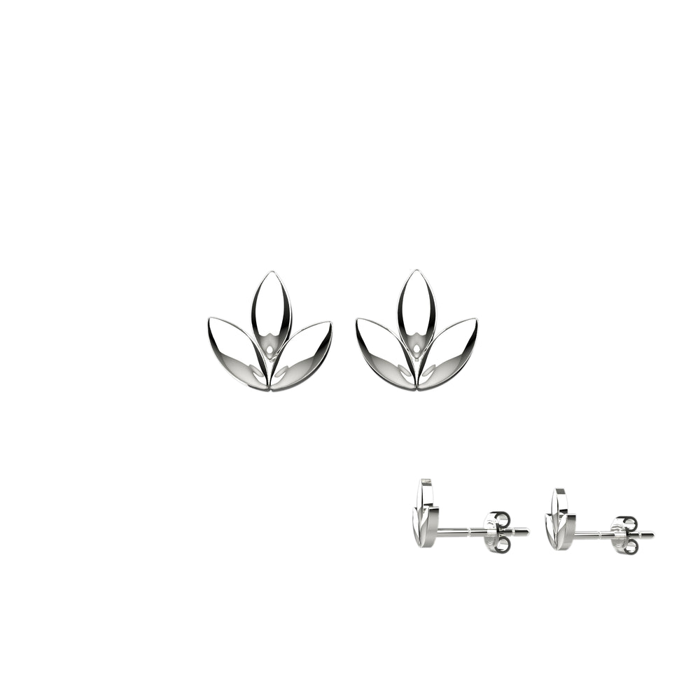 Sterling Silver Leaves Stud Earrings