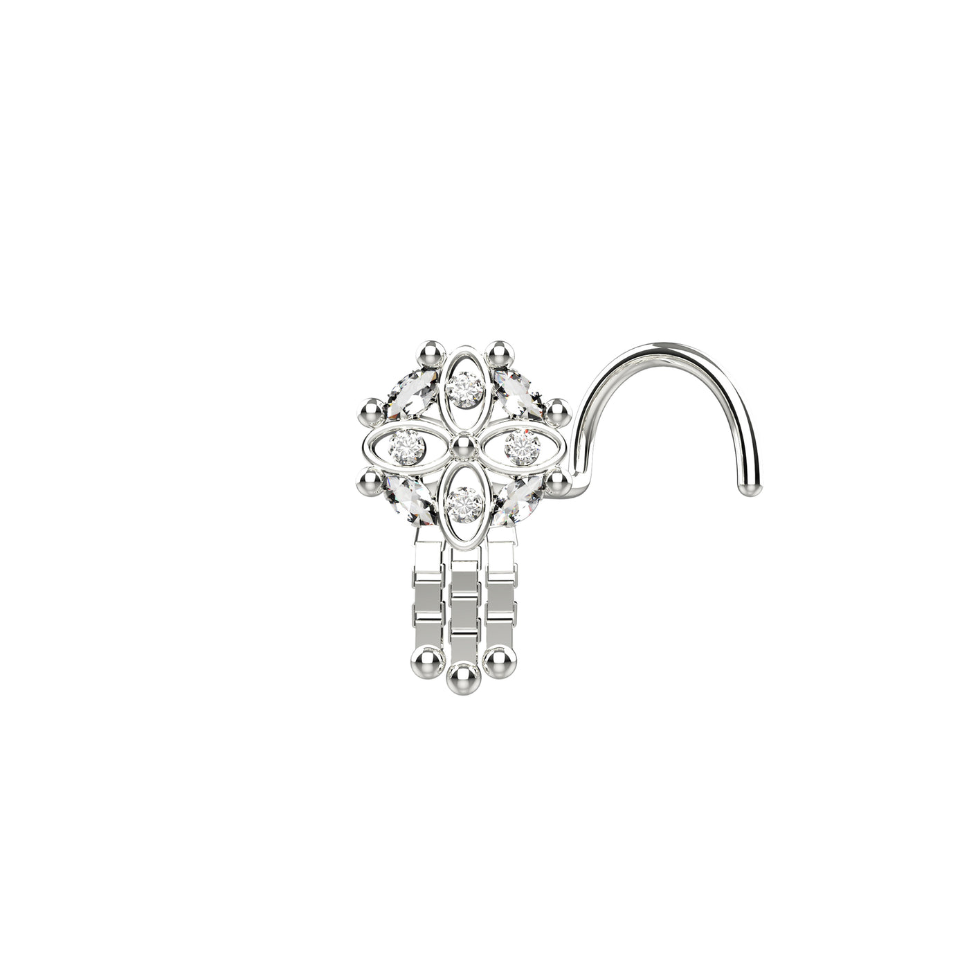 Traditional Indian Chain Dangle Nose Stud