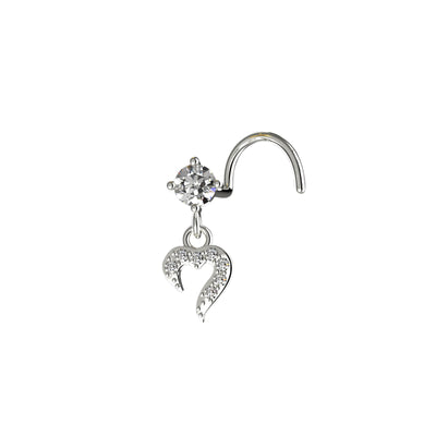 Dangling Heart CZ Claw Nose Stud