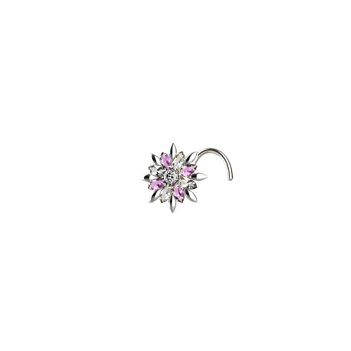 14k Yellow Gold Plated Beaded Floral Nose Stud