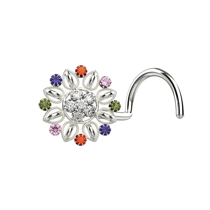 pink blue sapphire pierced nose pin