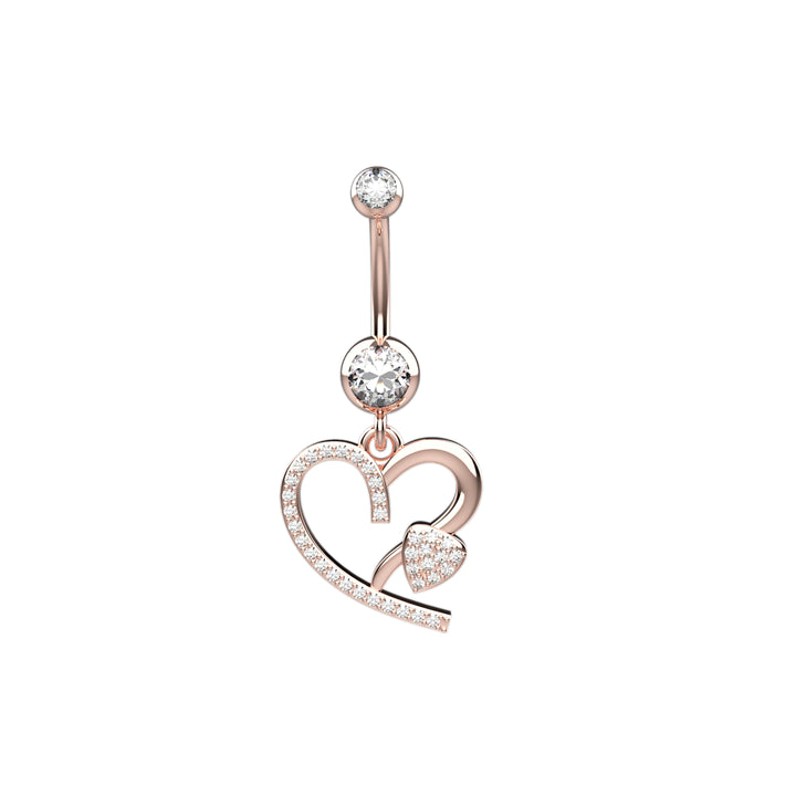 CZ Diamond Heart Belly Ring Piercing Navel Ring