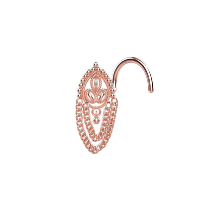 Dainty chain nose stud rose gold 