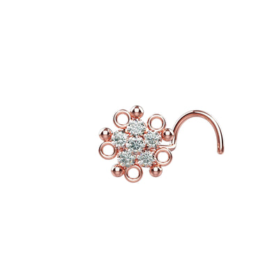 Gold Plated Clear Crystal Flower Nose Stud