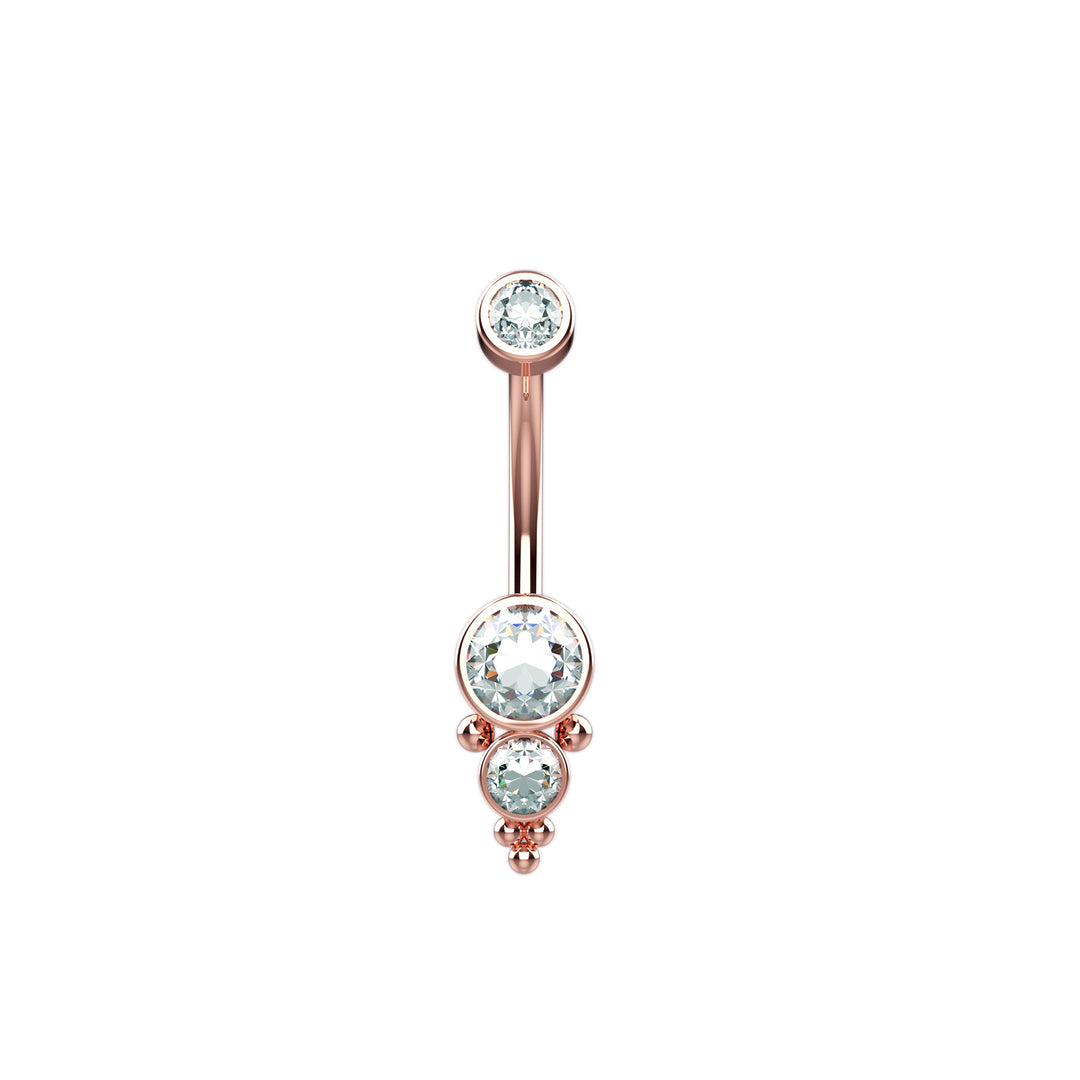 14G  Clear Gems Belly Button Ring