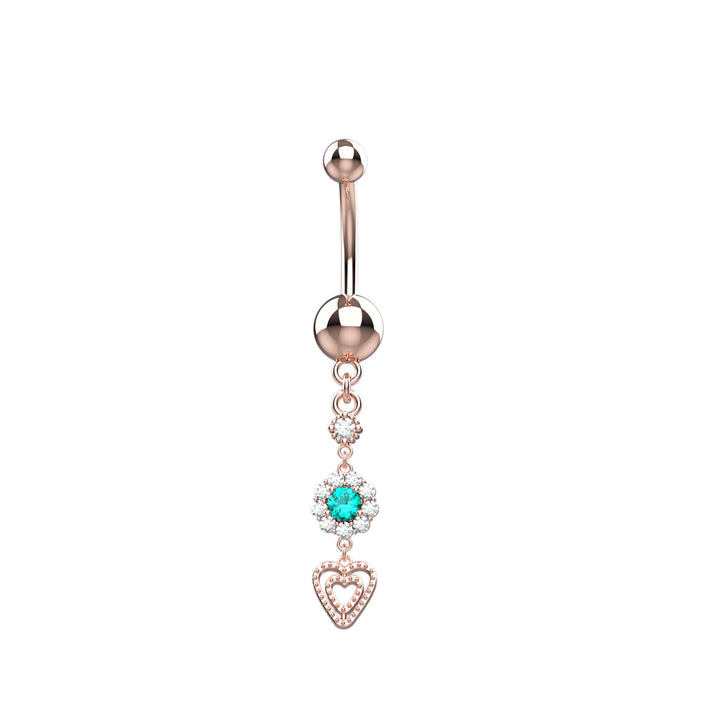 Heart Dangling End Belly Ring