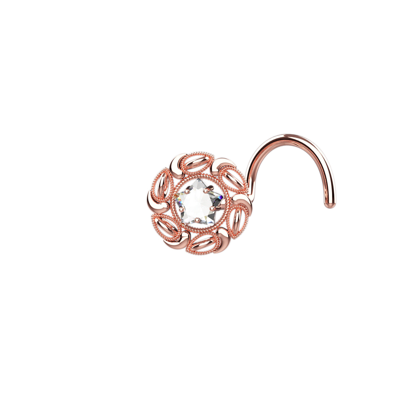 rose gold filigree nose piercing jewelry