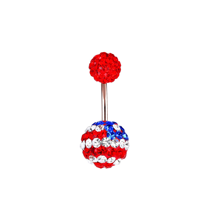 Amreican Flag Crystal Belly Ring