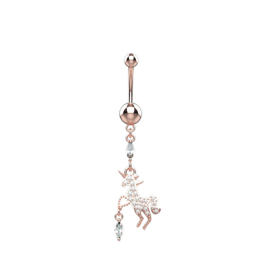 925 Silver Dangling Horse Belly Button Ring