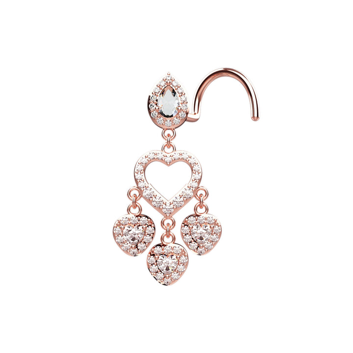 rose gold diamond nose studs ring