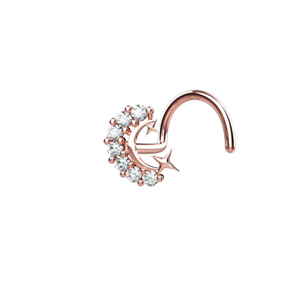 Dainty moon nose piercing rose gold 