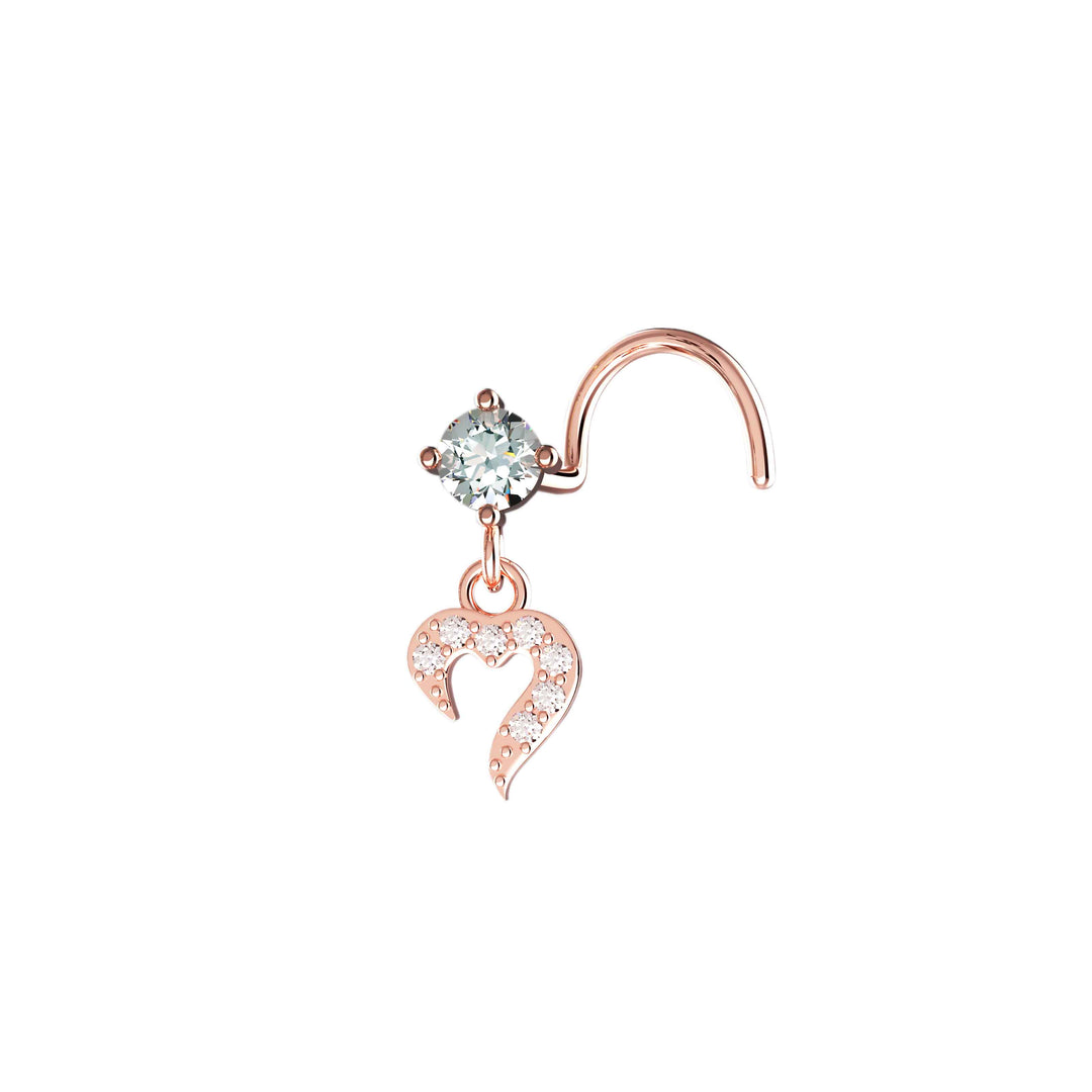 Rose gold dangle nose studs 