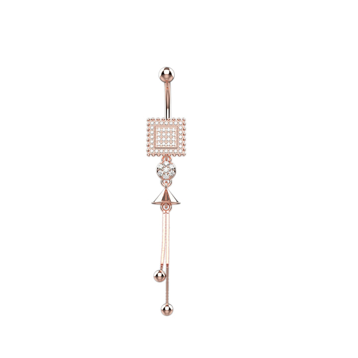 14G Gold Plated Clear Gems Belly Button Ring