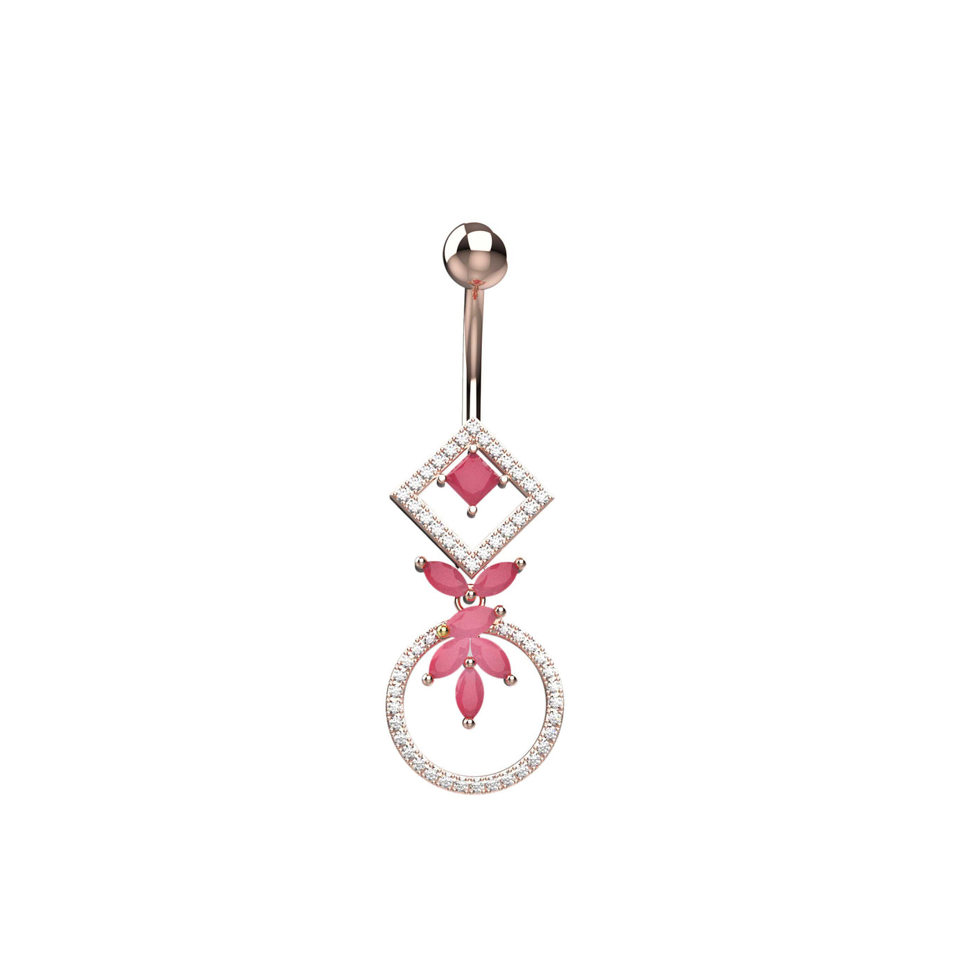 Ruby Gems Dangling Round Belly Button Ring