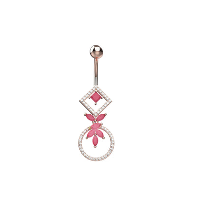 Ruby Gems Dangling Round Belly Button Ring
