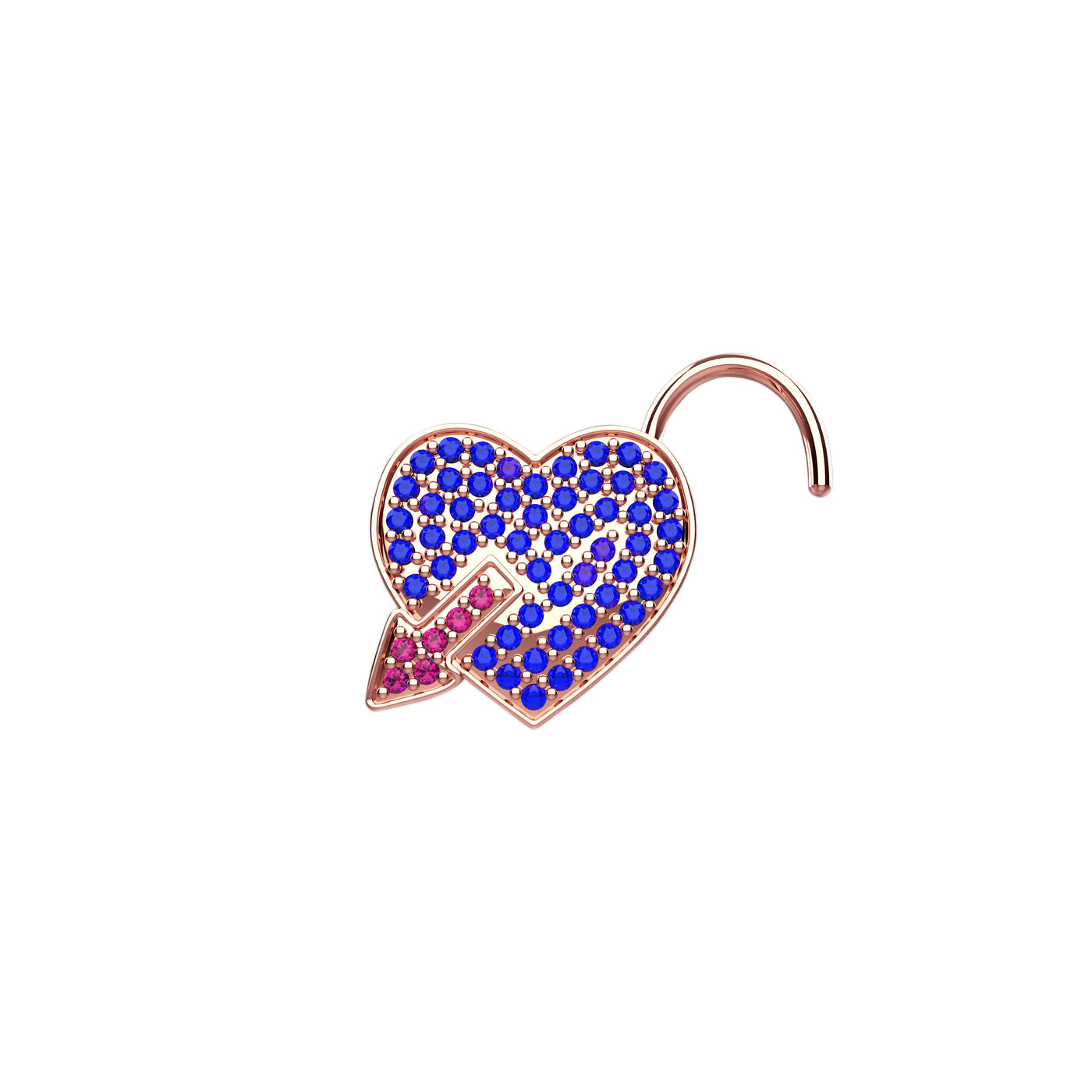 Cupid's Arrow With Heart Nose Stud