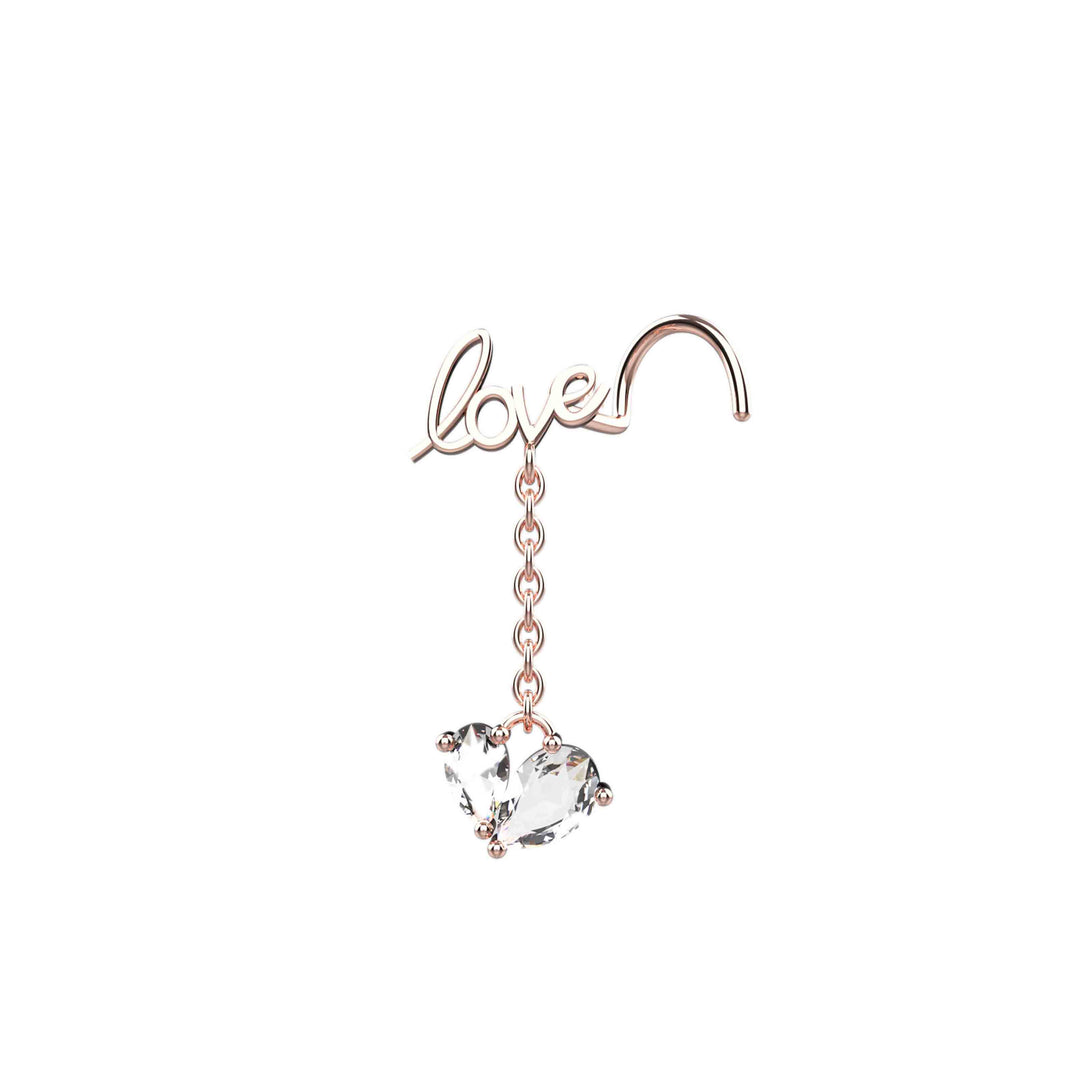 Dangling rose gold nose hoop ring 