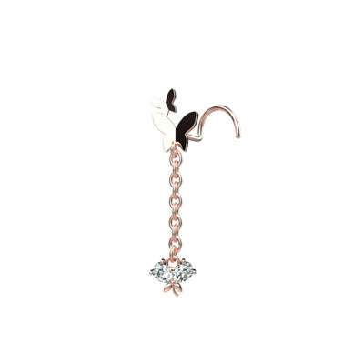 Butterfly Chain Dangling Nose Stud