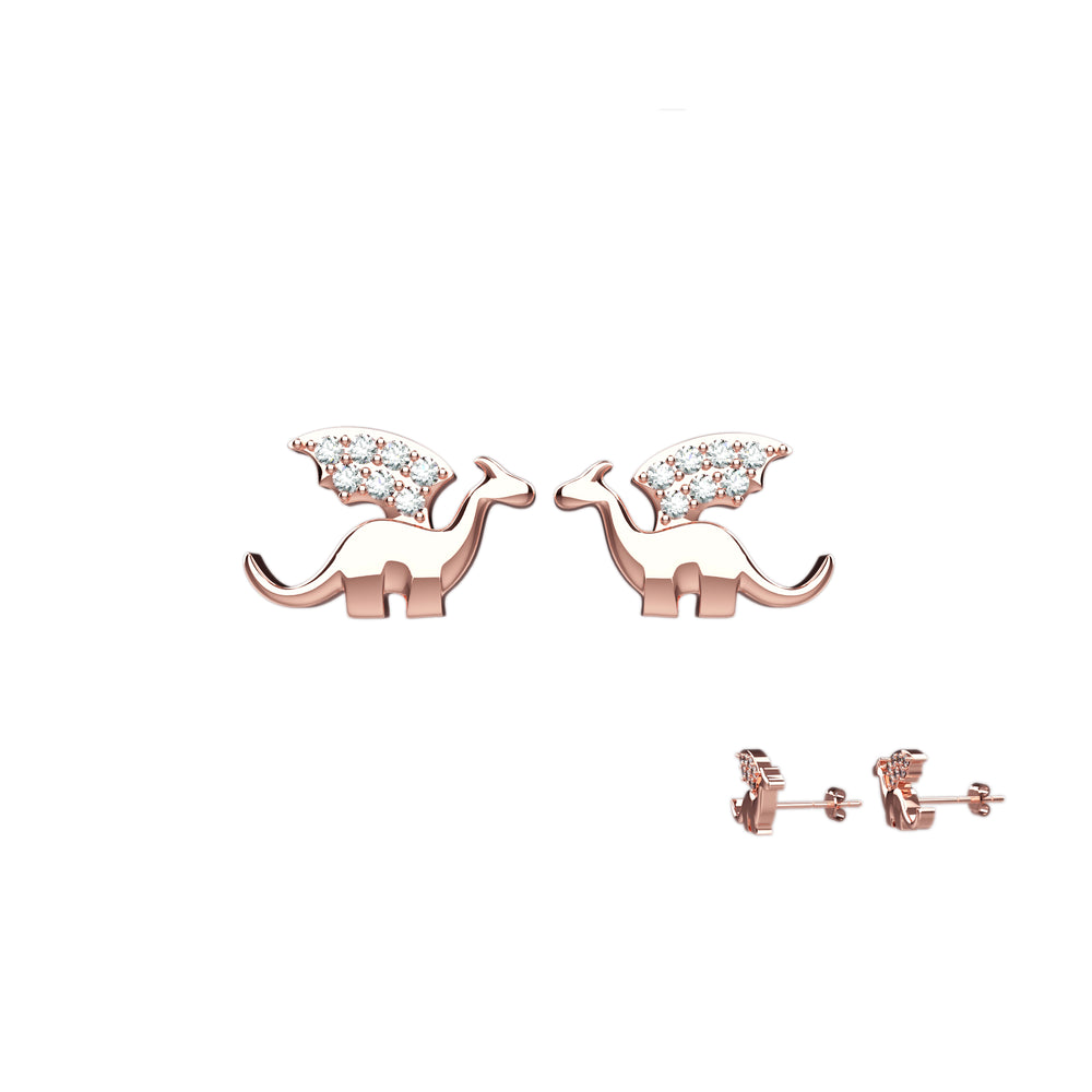 Sparkly dinosaur earrings – playful stud design