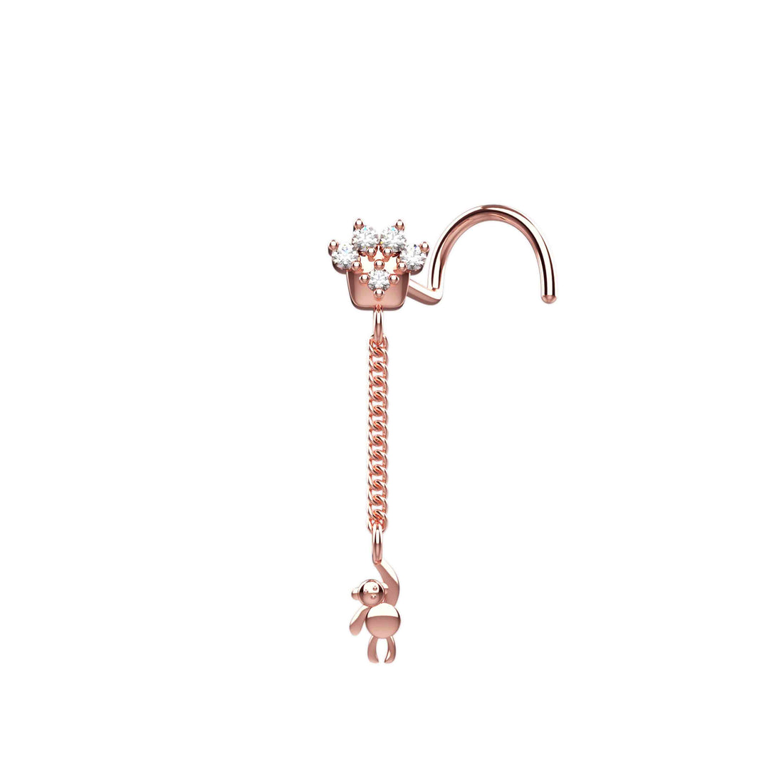 long dangle nose piercing rose gold