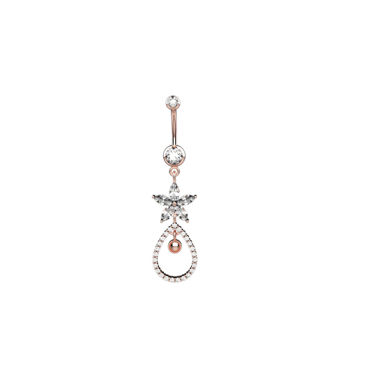 Cubic Zirconia Floral Belly Button Ring