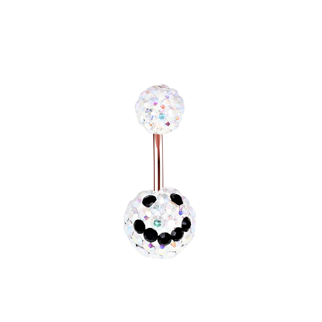 Curved Barbell Crystal Ball Smiley Belly Stud