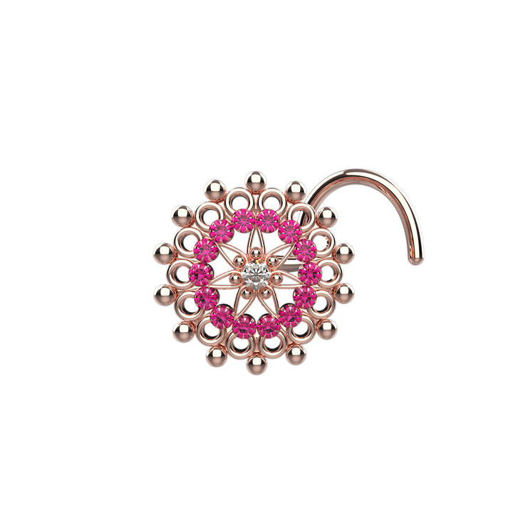 Cubic zirconia diamond nose ring rose gold 