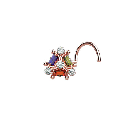 Multicolor bead nose ring rose gold 