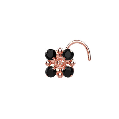 1MM Black Onyx Gold Plated Nose Stud