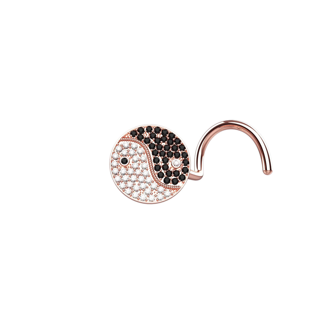 Ying yang nose piercing rose gold 