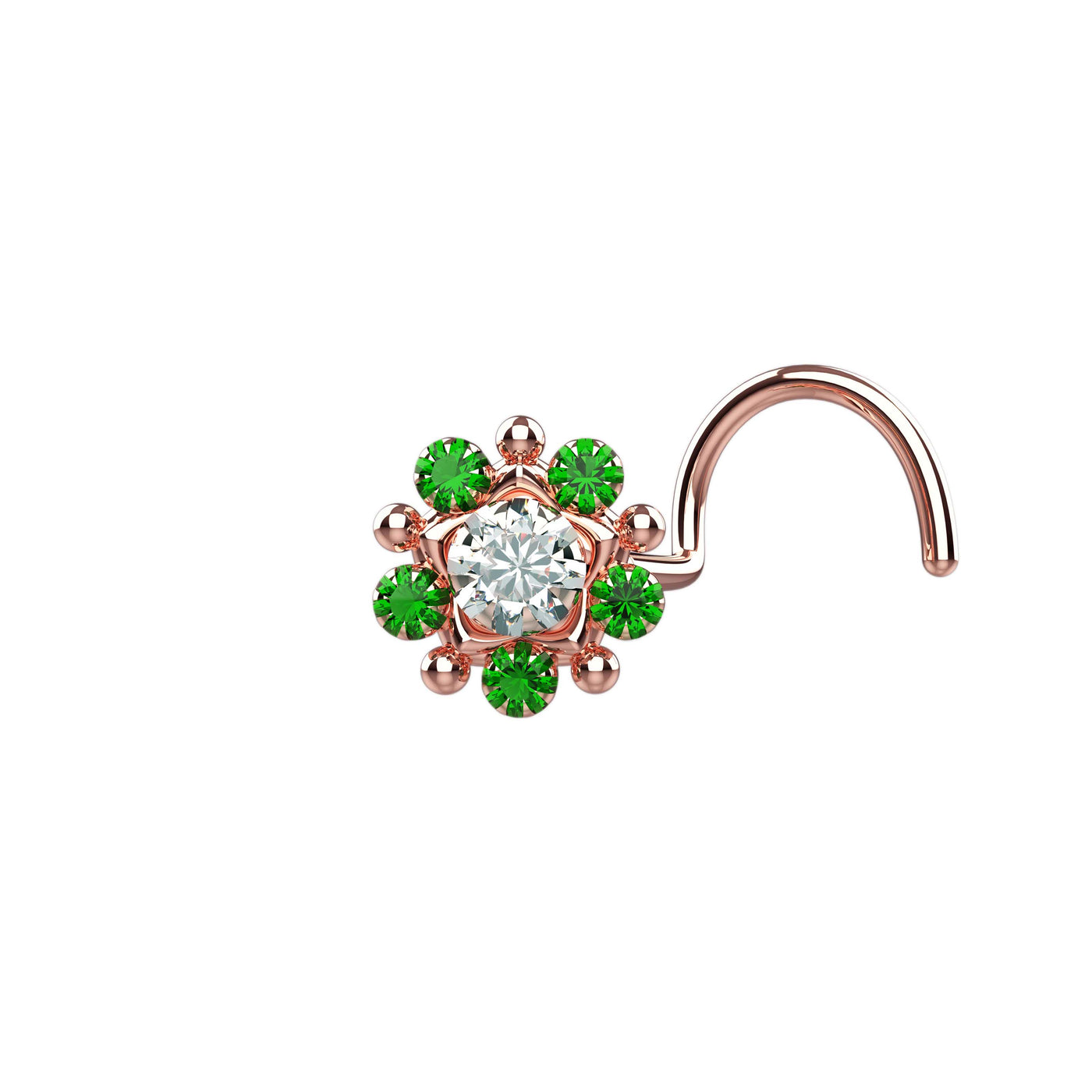 Delicate floral nose rings rose gold 