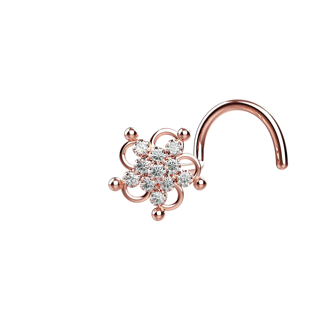 Trendy rose gold nose stud rings