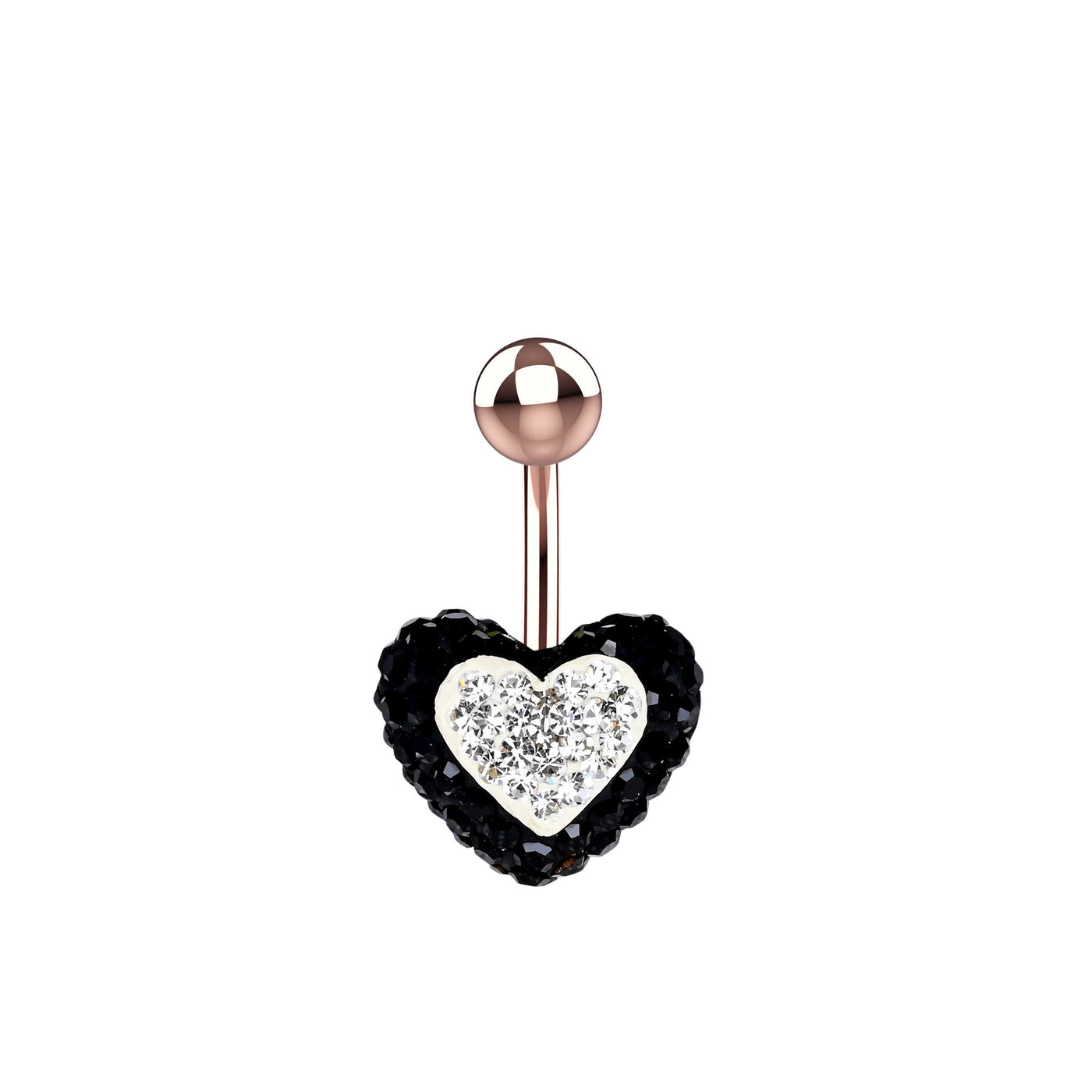 Black Heart CZ Belly Button Ring