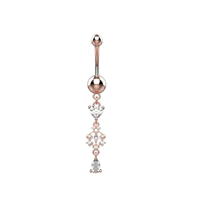 14k Gold Finish Crystal Belly Button Ring