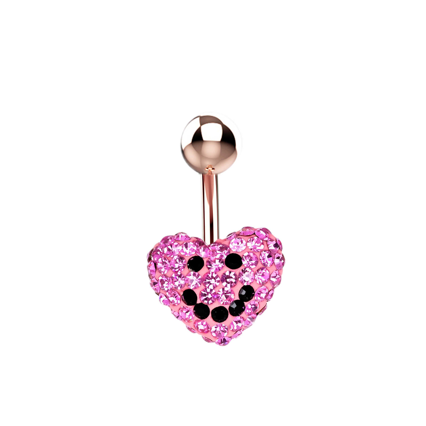 Smiley Pink Heart Belly Button Ring