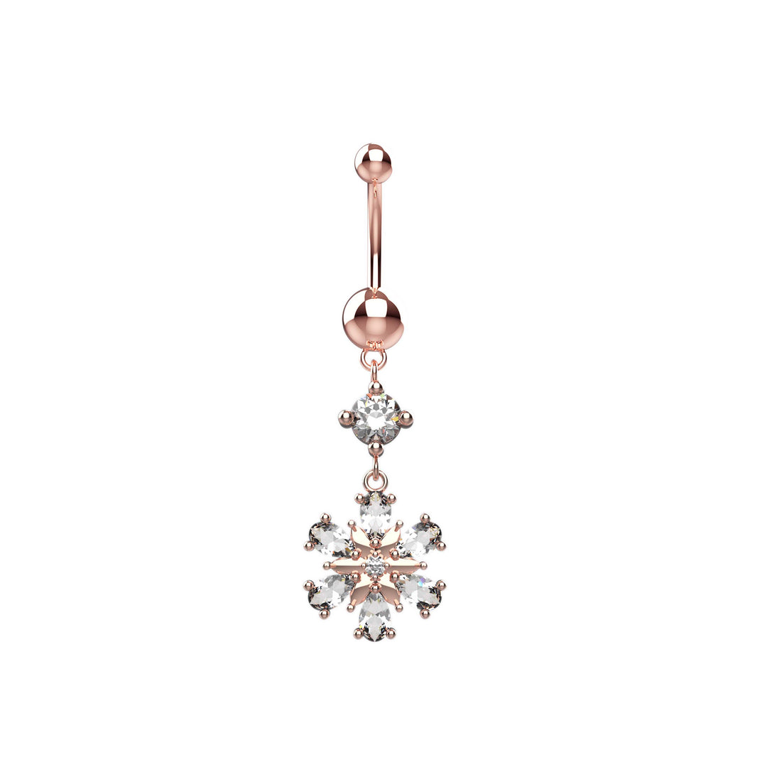 14G Cubic Zirconia Flower Belly Ring