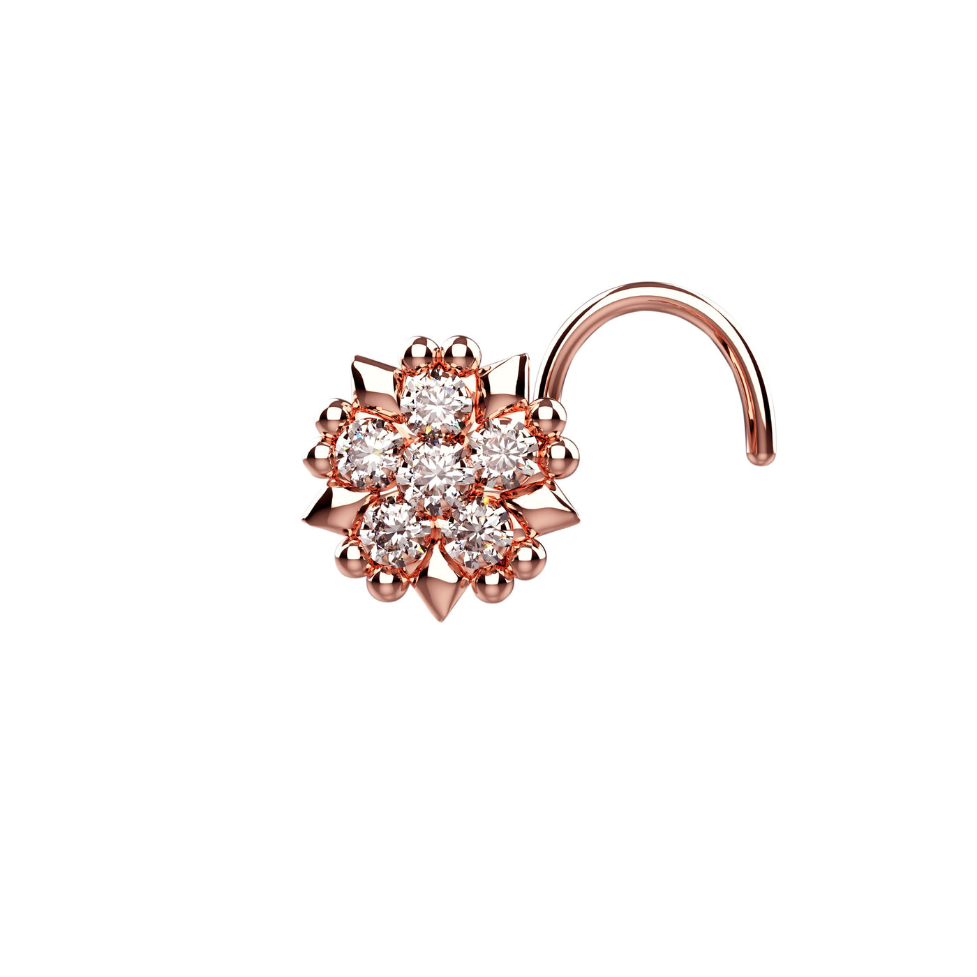 Cubic Zirconia Flower Shape Nose Screw Nose Ring
