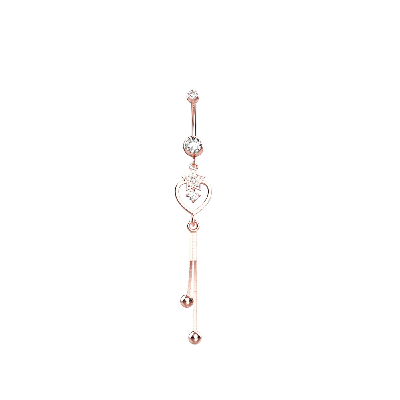Heart Shaped Dangling Belly Button Ring