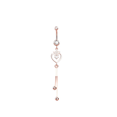 Heart Shaped Dangling Belly Button Ring