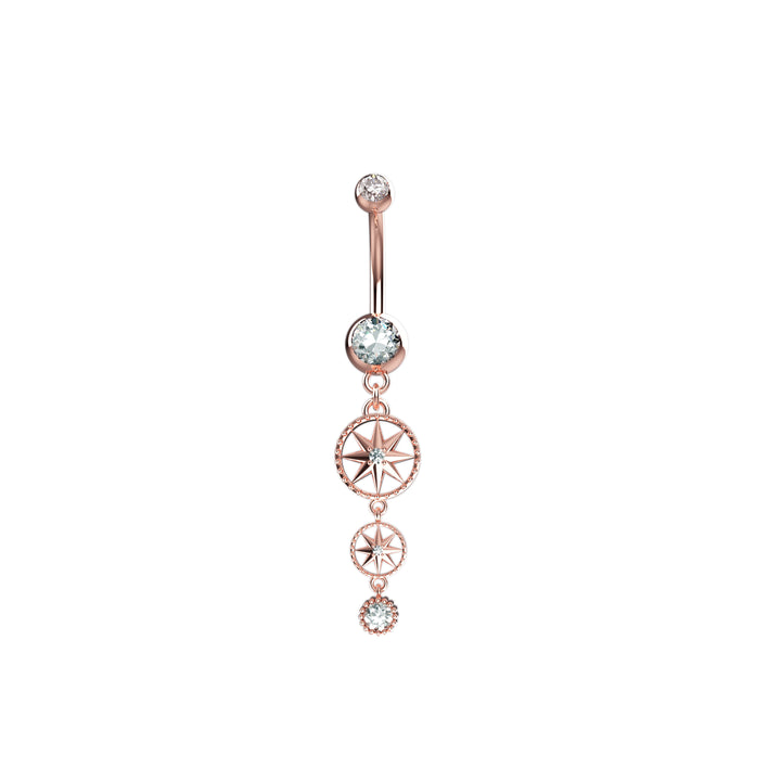 14k Gold Plated CZ Gems Belly Piercing Ring