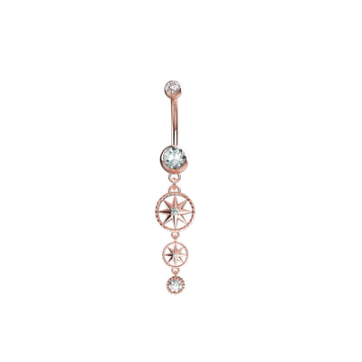 14k Gold Plated CZ Gems Belly Piercing Ring