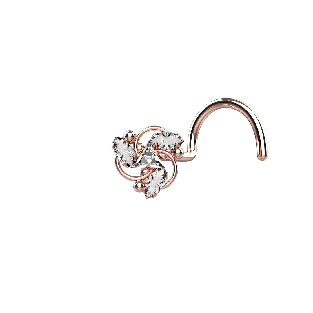 Vintage-inspired rose gold nose ring studs