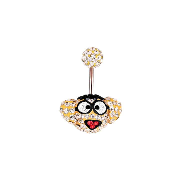 Owl Faced Rhinestone Belly Button Ring